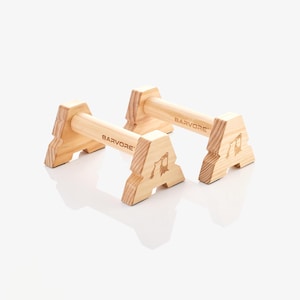 Wooden Parallettes W10 – Portable Push Up Bar, Non-Slip Base, Indoor & Outdoor Calisthenics Training