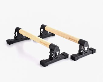 Little Bear Parallettes – Calisthenics Push Up Bars for Home Gym, Handstand Training, Wooden Parallel Bars