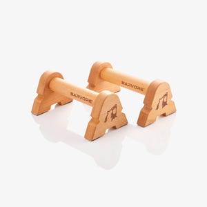 Wooden Parallettes W20 – Portable Push Up Bar, Non-Slip Base, Indoor & Outdoor Calisthenics Training