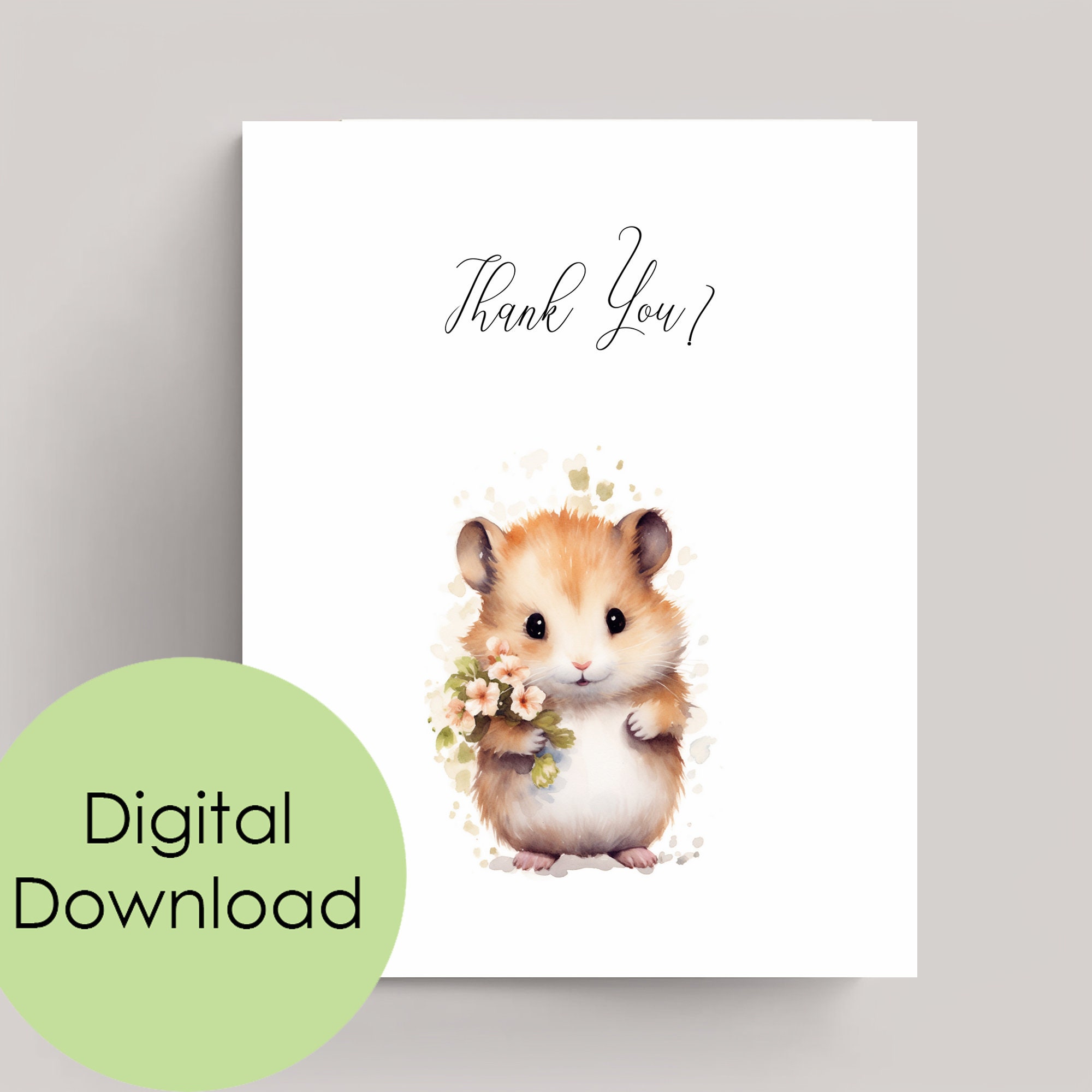 Cute Hamster Thank You Downloadable Card Express Your