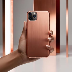Custodie per iPhone in rame - Rivestimento antibatterico in vero metallo con interno morbido | Custodia fatta a mano con interno in velluto minimalista, ricarica wireless