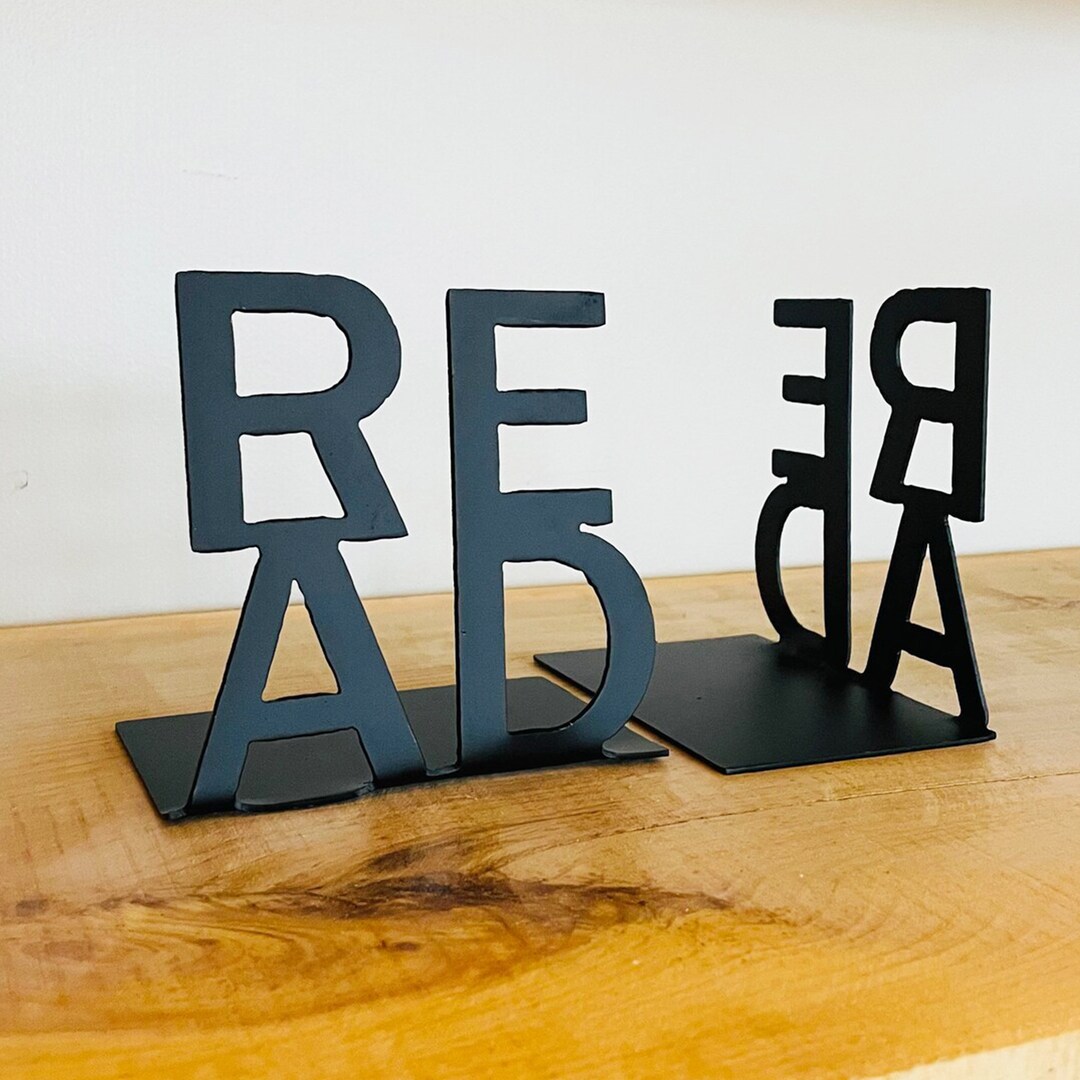 Office & Bookshelf Book Stopper Metal Bookend Read Bookend Etsy