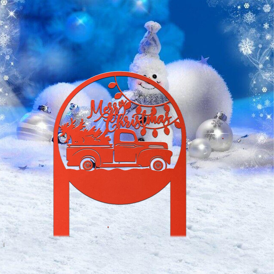 Metal Christmas Garden Stake, Holiday Decor With Vintage Looking Truck