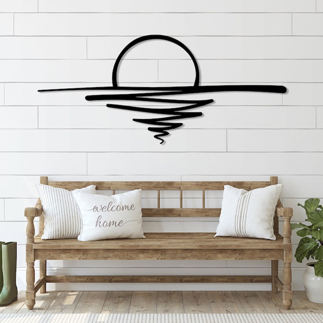 Sunrise Metal Wall Art Sunshine Minimalist Design Mid Etsy