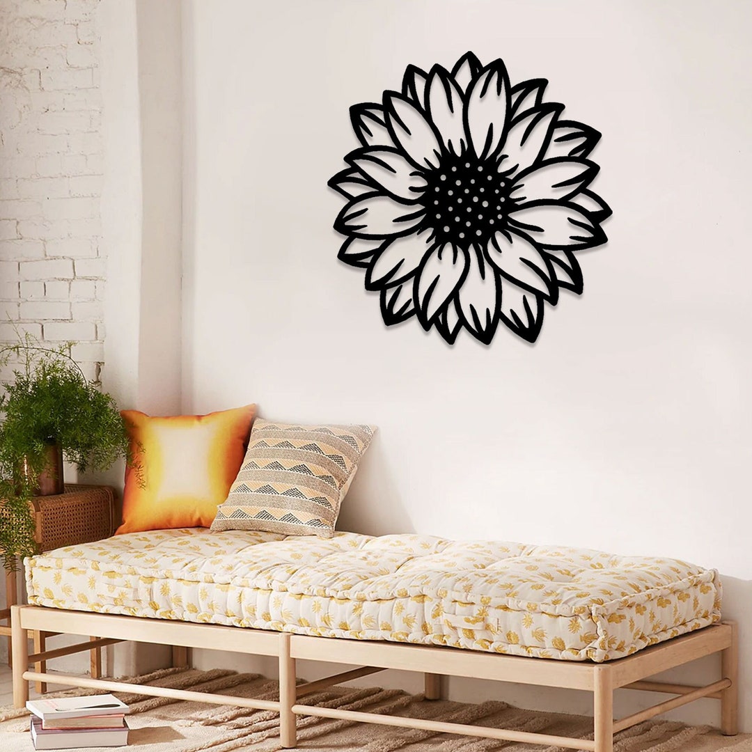 Modern Metal Sunflower Sunflower Metal Wall Art Indoor Etsy