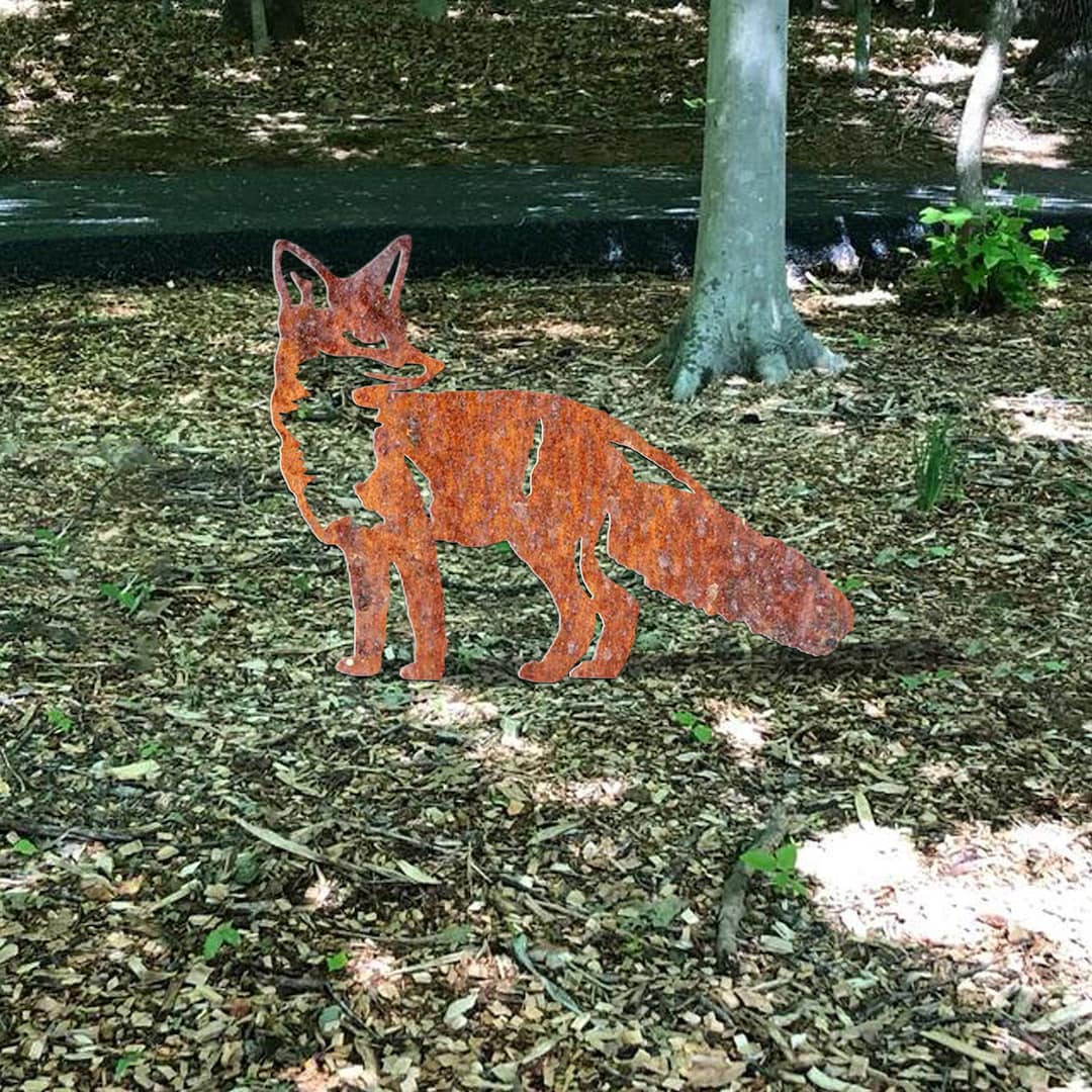 Metal Coyote Sign Yard Art Coyote Garden Sign Stake Metal Etsy