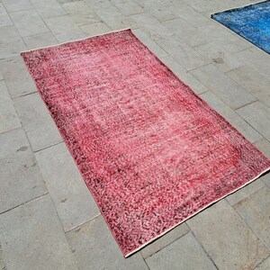 Vintage Red Turkish Oushak Rug: Handmade Wool Accent Rug (3.8 x 6.7 ft)