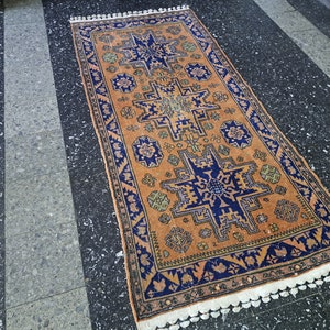 Turkish Rug, Area Rug, Accent Rug, Runner Rug, Oushak Rug, Handmade Rug, Oriental Rug, Vintage Rug, Hand Knotted Rug, Wool Rug, 3.3 x 7.3 ft