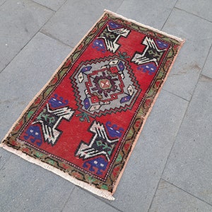 Turkish Rug, Small Rug, Bedroom Rug, Home Gift, Kitchen Rug, Oushak Rug, Vintage Rug, Wool Rug, Bohemian Rug, Bathroom Rug, 1.7 x 3.1 ft