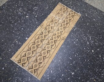Small Vintage Turkish Wool Patchwork Rug - 1.5x3.9 ft