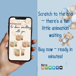 BOY Instant download Gender Reveal Digital Scratch card digital announcement | Animation card