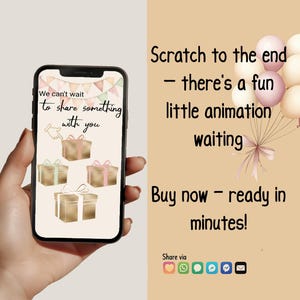 GIRL Instant download Gender Reveal Digital Scratch card digital announcement | Animation card