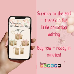 GIRL Instant download Gender Reveal Digital Scratch card digital announcement | Animation card