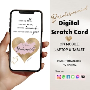 Carte à gratter pour proposition de demoiselle d'honneur, carte à gratter numérique, carte de demoiselle d'honneur, soyez ma demoiselle d'honneur, carte surprise par email