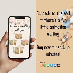 BOY Instant download Gender Reveal Digital Scratch card digital announcement | Animation card