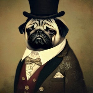 Der Herr | Tierkunst | Mops Hund Renaissance Kunstdruck | Digitaler Download