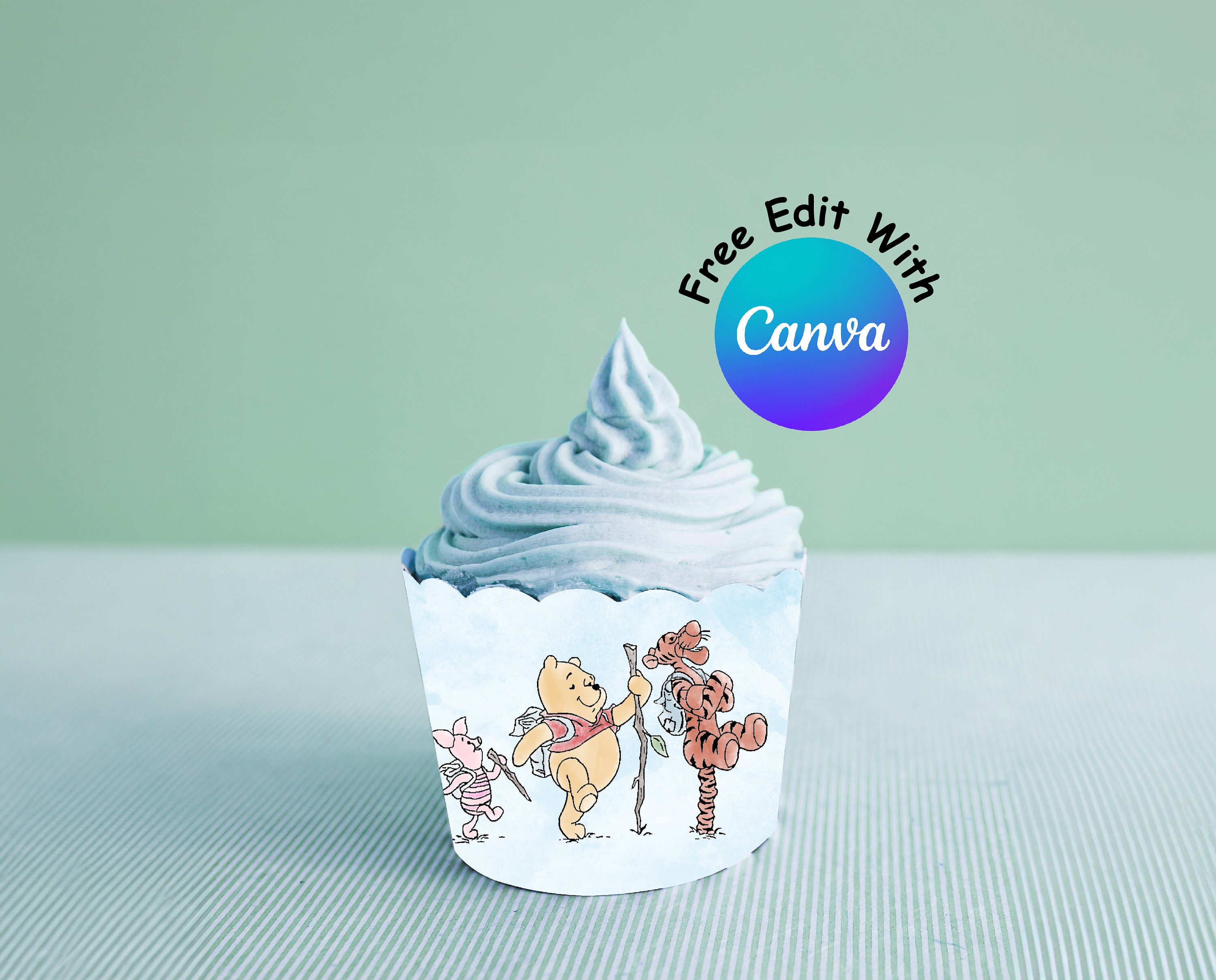 Winnie the Pooh Custom Cupcake Wrappers Personalized Cupcake Wrappers Baby Shower Cupcake Wrappers Winnie the Pooh Boy Baby