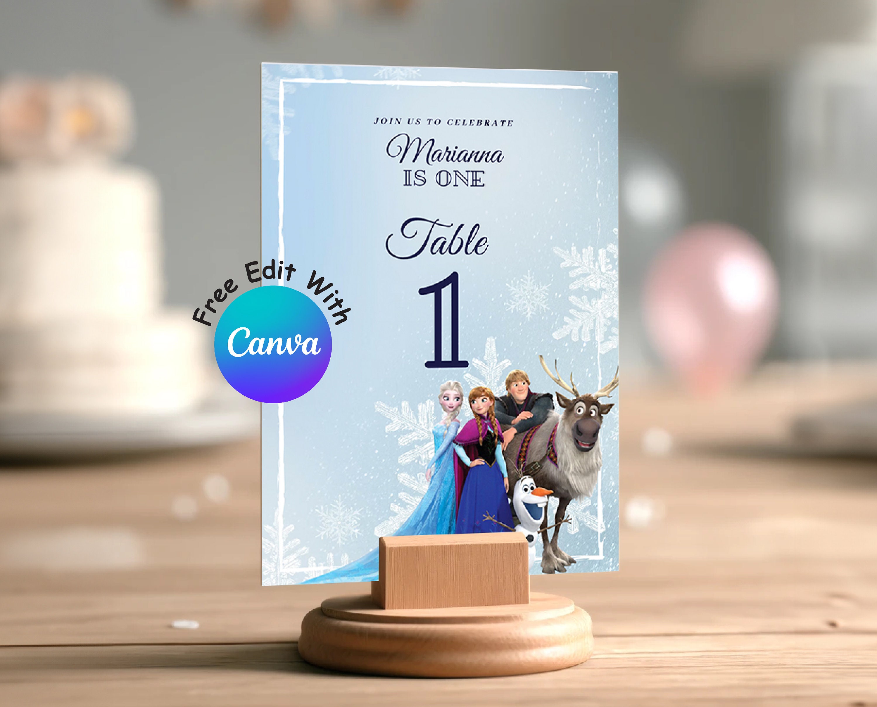Frozen Birthday Party Table Number Snow Queen Centerpiece Decoration Elsa and Anna Inspired Centerpiece Glittery Frozen Table