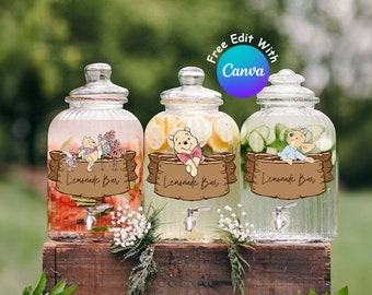 Printable Winnie the Pooh Party Drink Label, Hundred Acre Wood Party Beverage Label, Perfect for any birthday party or event, Digital #0079