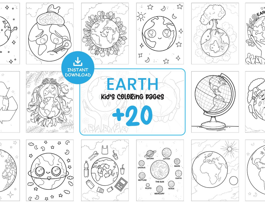 20 Original Earth-themed Coloring Pages for Kids, Fun Earth Day ...