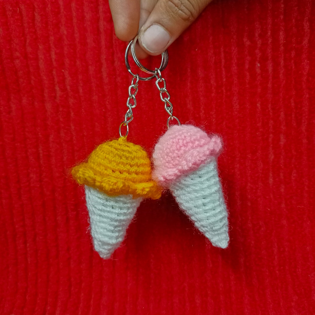 Crochet Ice Cream Cone Keychain/ Mini Ice Cream Crochet Etsy