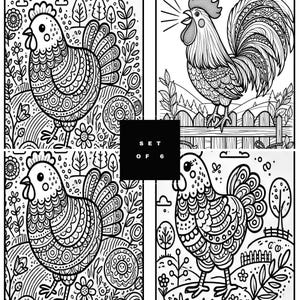 Rooster Coloring Pages | Floral Rooster Printable Download | Adult Coloring Pages | Printable Coloring Pages | Adults Coloring Book