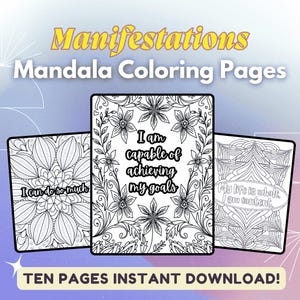 Law of Attraction Coloring Pages, Manifest Your Dreams with Positive Mindset Printables, Positive Affirmations for Abundance & Success