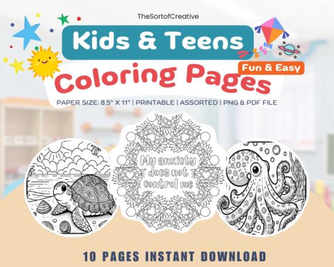 Screen-free Activity Coloring Pages for Kids and Teens, Fun Animal ...