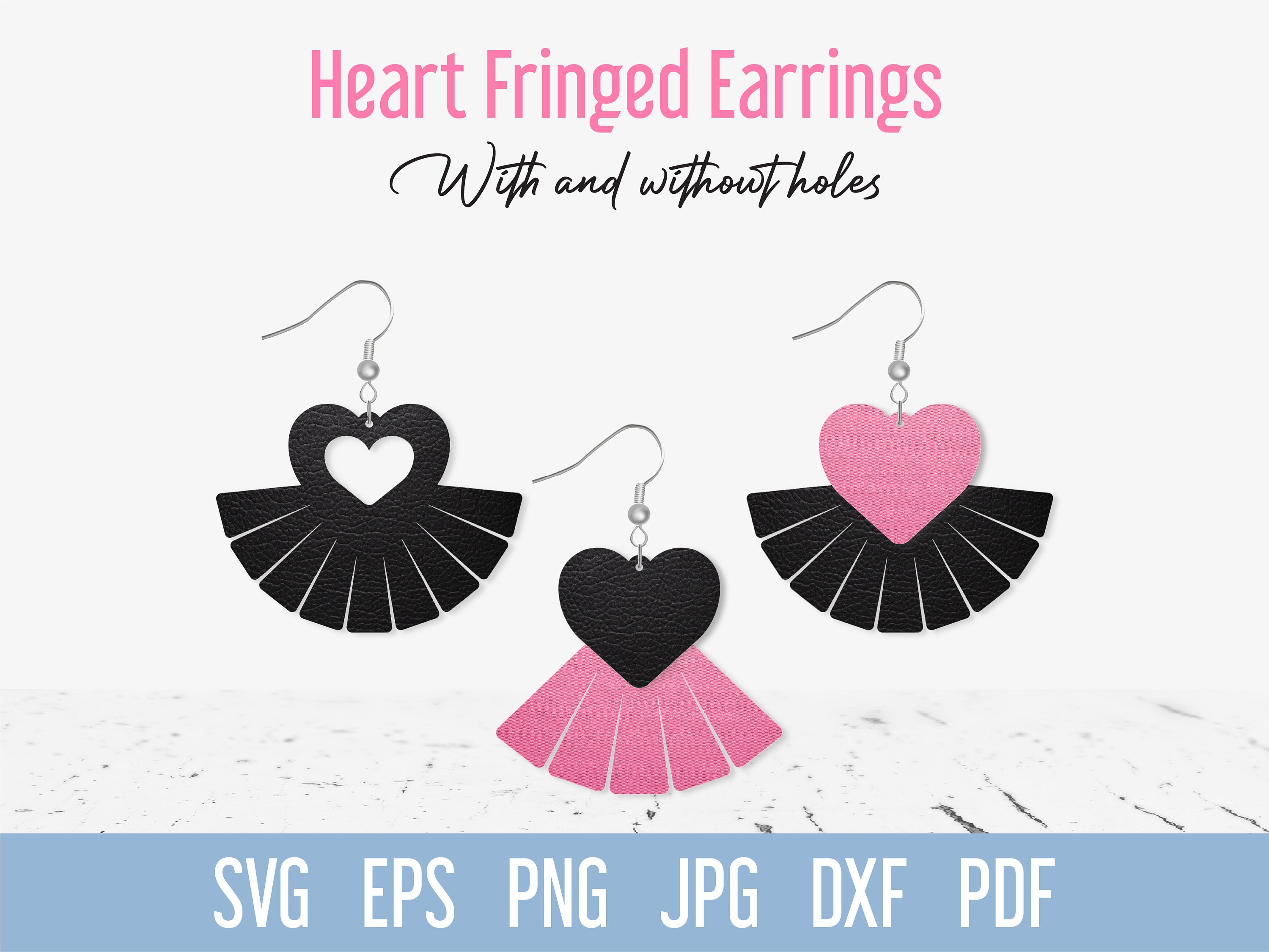 SVG Faux Leather Earrings Svg Stacked Cutout Holes Pendant Leafs Feathers  Fringe Svg Cricut & Silhouette Dxf Eps Png Commercial Use 