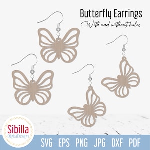 Schmetterling Ohrringe SVG, Frühling Ohrringe Schnittdatei Glowforge Cricut Laser cut Xtool, Sommer Schmuck Vorlage, Schmetterling SVG, Holz Ohrringe svg