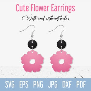 Flower earring svg template, Boho faux leather earring svg, Dangle Floral Jewelry cut file for Cricut Glowforge Silhouette Laser cutting
