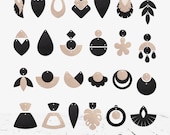 Leather earring svg bundle, Geometric faux leather earrings SVG, Earring shapes SVG for cricut silhouette, Leaf earrings svg, Round earrings