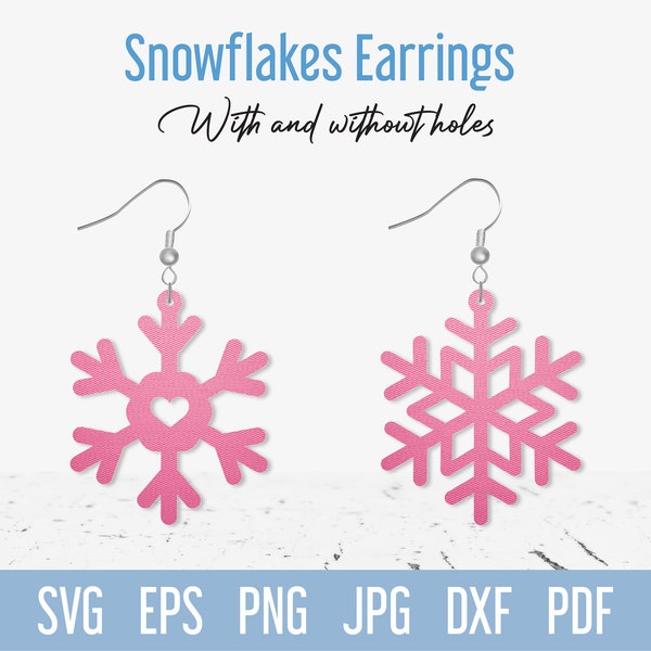 Christmas Snowflake Earrings SVG cut file, Winter Faux Leather Earrings svg, Cute Jewelry Template for Cricut Glowforge Silhouette Laser cut