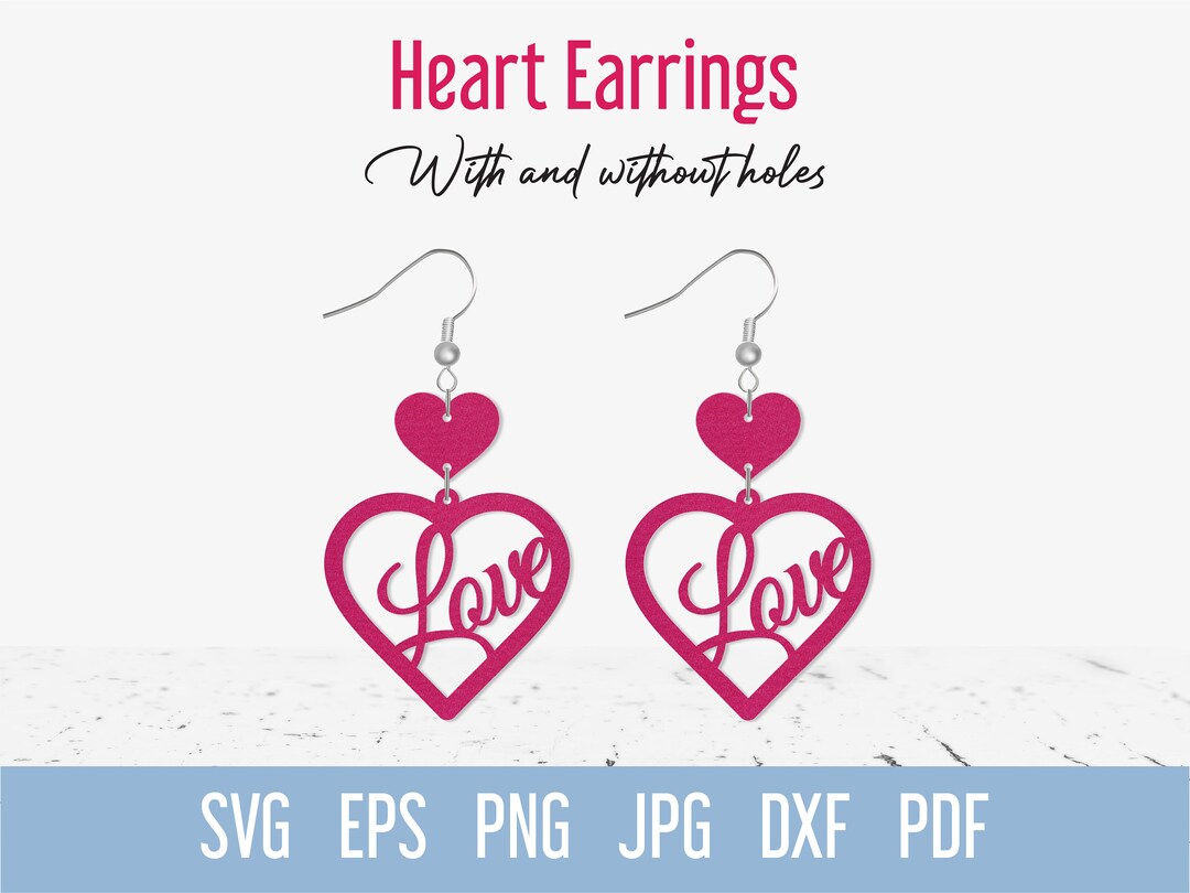 cricut leather heart earrings