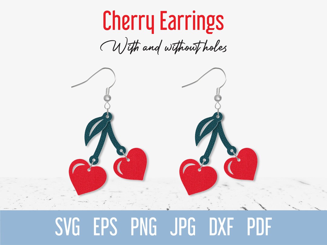 Cherry Earring Svg Digital File, Fruit Faux Leather Earrings Svg