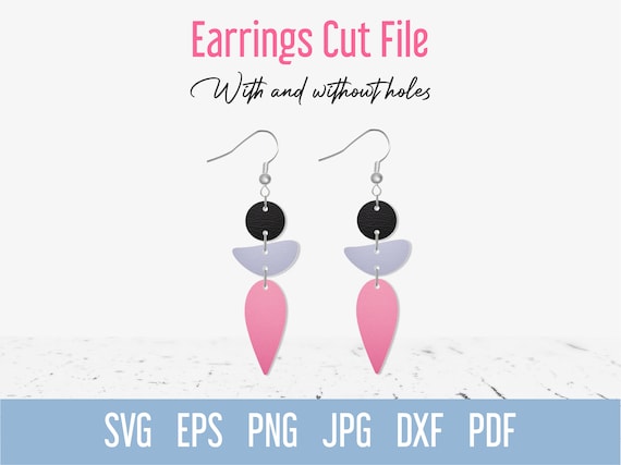Boho Boho Dangle Earring Svg Template, Bohemian Faux Leather