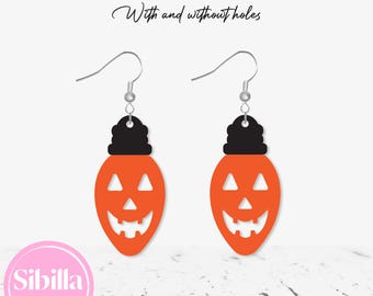 Halloween Earring SVG, Spooky light bulb jewelry Cut File, Witch Faux leather svg Cricut, Ghost Glowforge SVG, Cute Fall earring svg pattern