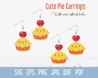 Thanksgiving Pie Earring SVG, Cute Earring Template, Fall Leather Earrings SVG, Pumpkin Pie SVG, Cricut Projects, Autumn Glowforge earrings