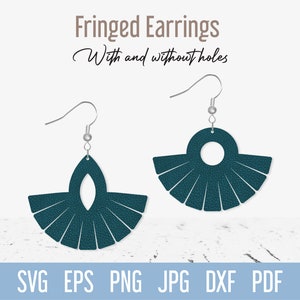 Fringe Leather Earring svg cut file, Round Faux Jewelry template svg, Boho Earring shapes cut files for Silhouette Cricut project ideas
