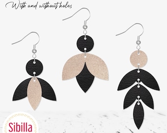 Leaves Leather Earrings SVG, Stacked Faux Leather Earring SVG, Leaf Earrings SVG, Cricut cut files, Silhouette cut files, Glowforge earrings