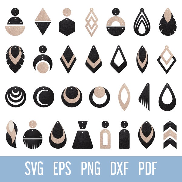 Leather earring svg cut file, Basic Earring shapes Faux leather svg template, Circle svg earring for Cricut Silhouette, Teardrop earring svg