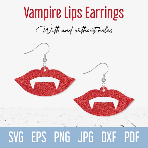 Vampire Lips Earring SVG, Halloween Faux Leather Earring SVG, Halloween Jewelry Cut File for Cricut Glowforge Silhouette, Pandant Cut File