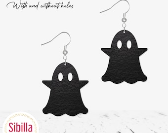 Halloween Ghost Earring SVG, Spooky Faux Leather Earrings SVG template, Fall dangle jewelry cut file Cricut Glowforge Silhouette Laser cut