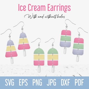 Ice Cream Earring SVG Template, Summer Faux Leather Earring svg Digital File, Holiday Jewelry Cut File for Cricut Silhouette Glowforge Laser