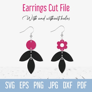 Flower earring svg template, Dangle summer Faux Leather Earring svg digital file, Jewelry cut file for Cricut Silhouette Glowforge Laser cut