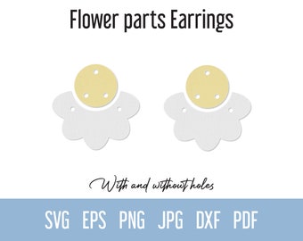 Plantilla SVG de aretes con partes de flores, aretes colgantes de piel sintética, archivo de corte de joyería de verano para corte láser Cricut Silhouette Glowforge