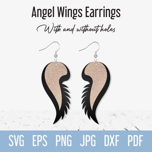 Wings Leather Earring Svg template, Feather Faux Leather Svg, Dangle Jewelry Digital Cut File for Cricut, Cute Stacked earrings design