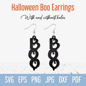 Boo earrings svg,Halloween boo earrings cut file, Halloween glowforge earrings, Boo laser earrings svg, Cricut earrings, Xtool earrings, Holiday earrings, Boo halloween DIY earrings, Halloween gift idea, Halloween Faux leather earrings svg