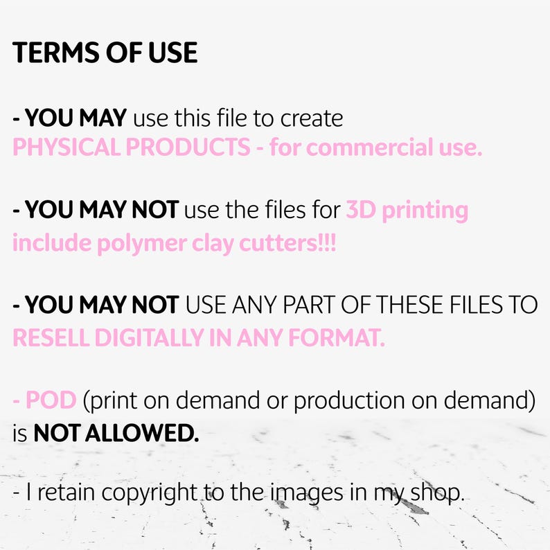 Puede incluir: T&eacute;rminos de uso para archivos digitales. Puede utilizar este archivo para crear productos f&iacute;sicos para uso comercial. No puede utilizar los archivos para impresi&oacute;n 3D o para revender digitalmente en ning&uacute;n formato. La impresi&oacute;n bajo demanda no est&aacute; permitida. El vendedor conserva los derechos de autor sobre las im&aacute;genes.
