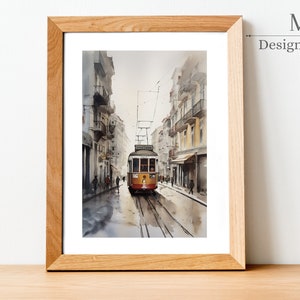 Lisbon cityscape painting | Architecture Wall Decor | Antique Decor Watercolor | Living Room Decor | Watercolor art | Vintage wall art